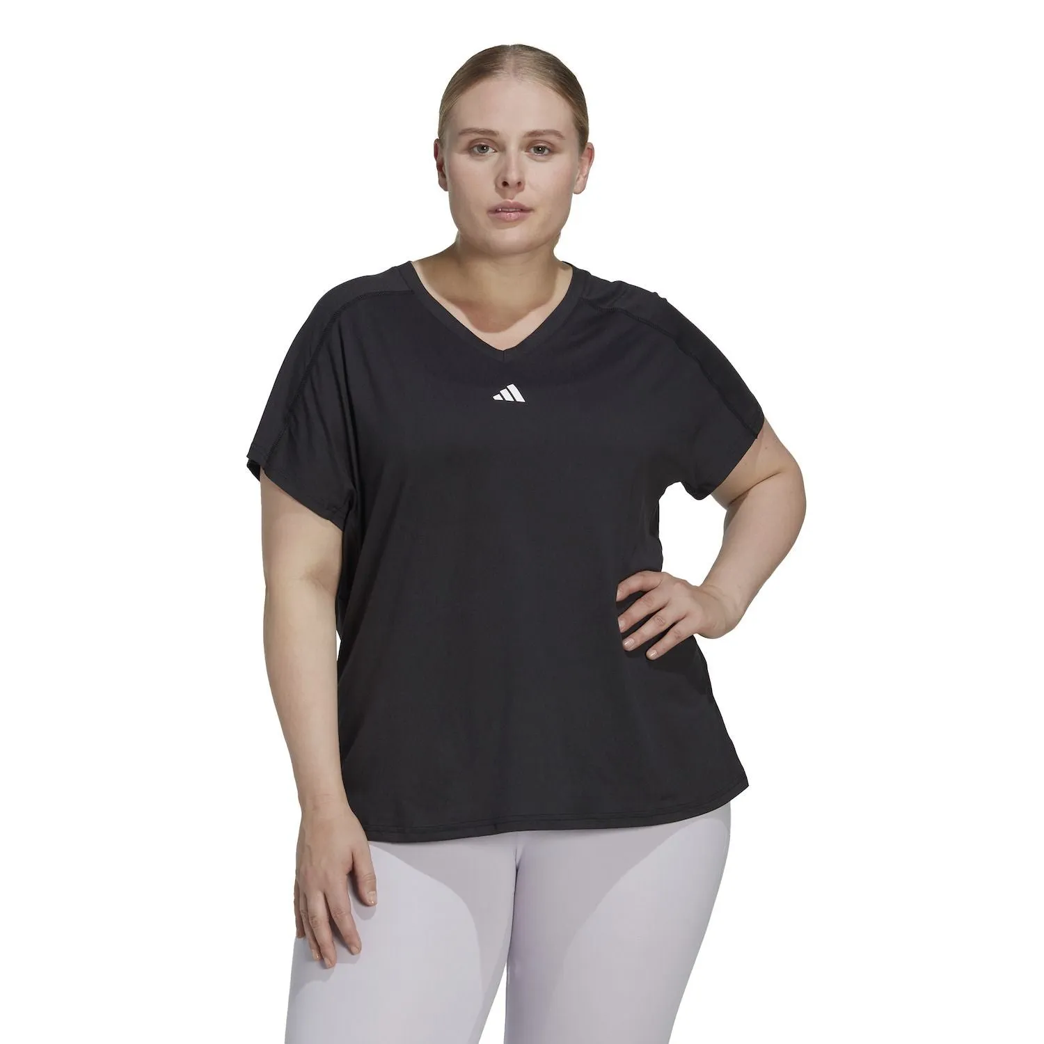 adidas AEROREADY Training Essentials Plus Size V-Neck T-Shirt Black