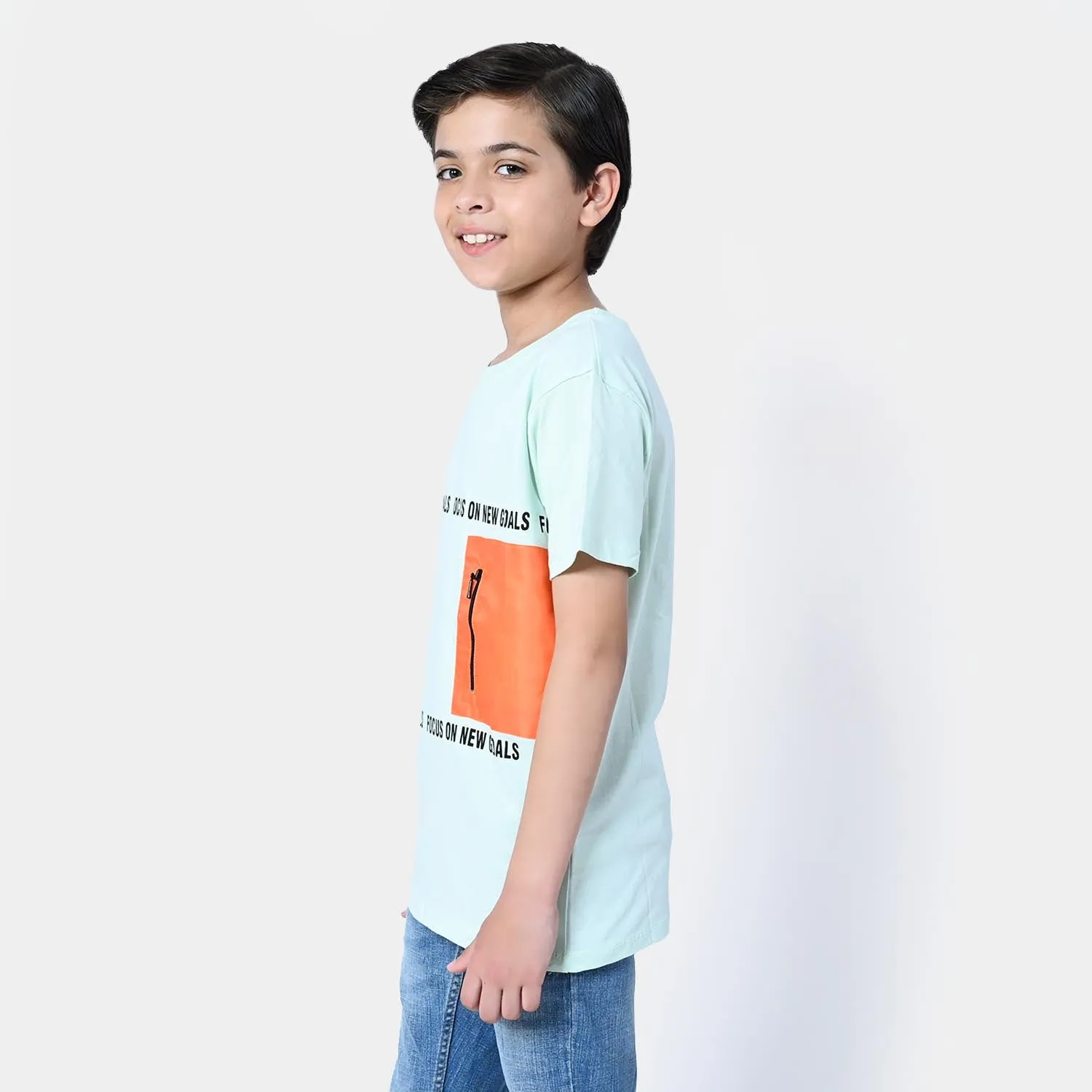 Boys Cotton T-Shirt New Goals | Sky Blue