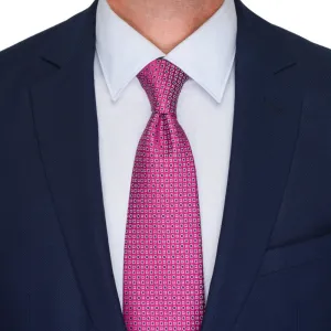 Fuchsia Sophisticated Motif Woven Silk Tie