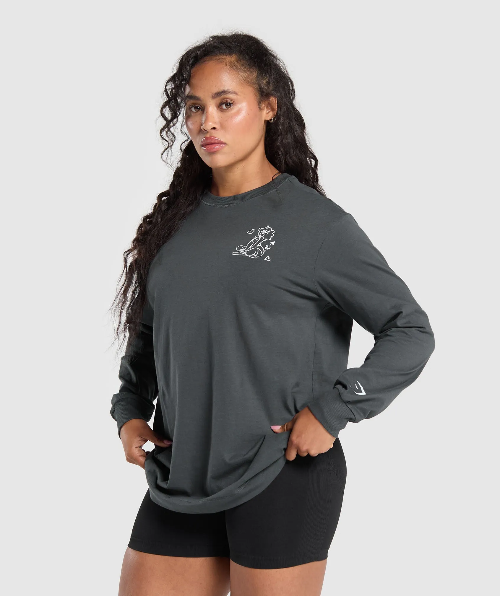 Gymshark I Love Squats Long Sleeve Skater - Asphalt Grey