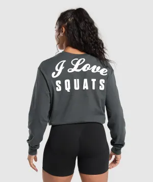 Gymshark I Love Squats Long Sleeve Skater - Asphalt Grey