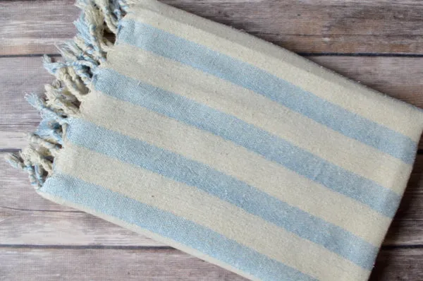 Hand-loomed Silk Scarf - Blue Stripe