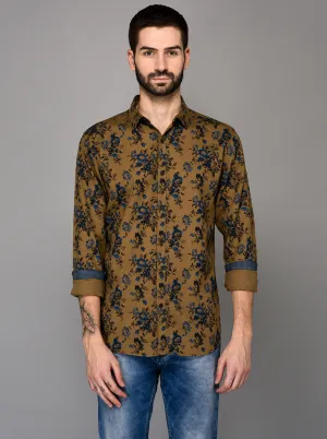 JadeBlue Khaki Printed Slim Fit Casual Shirt | JadeBlue