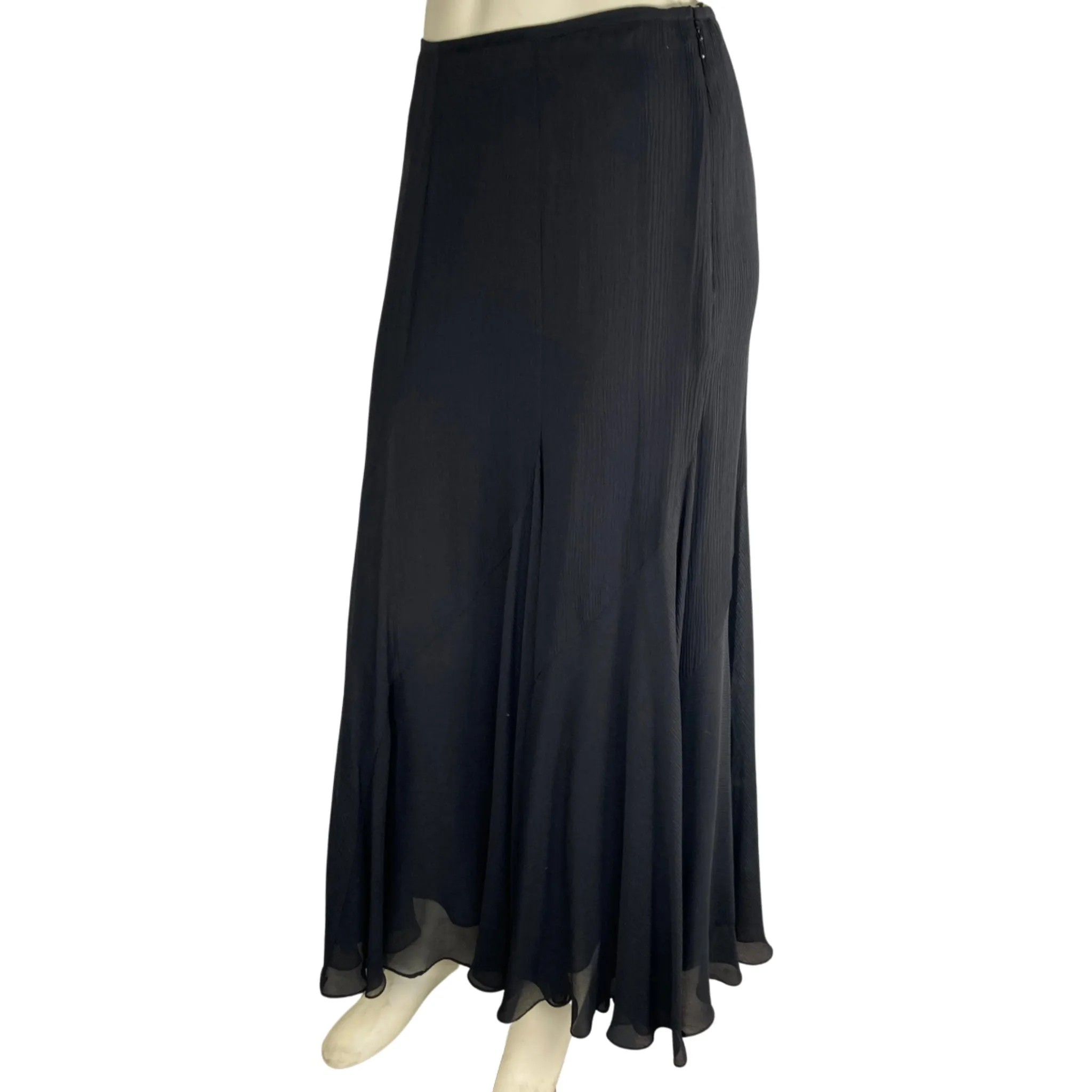 Jones New York Black Silk Maxi Skirt