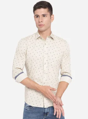 Light Yellow Printed Slim Fit Casual Shirt | Greenfibre