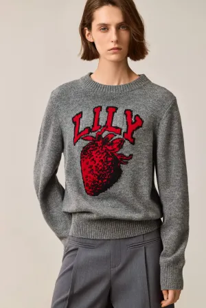 LILY Color-Block Strawberry Embroidered Sweater