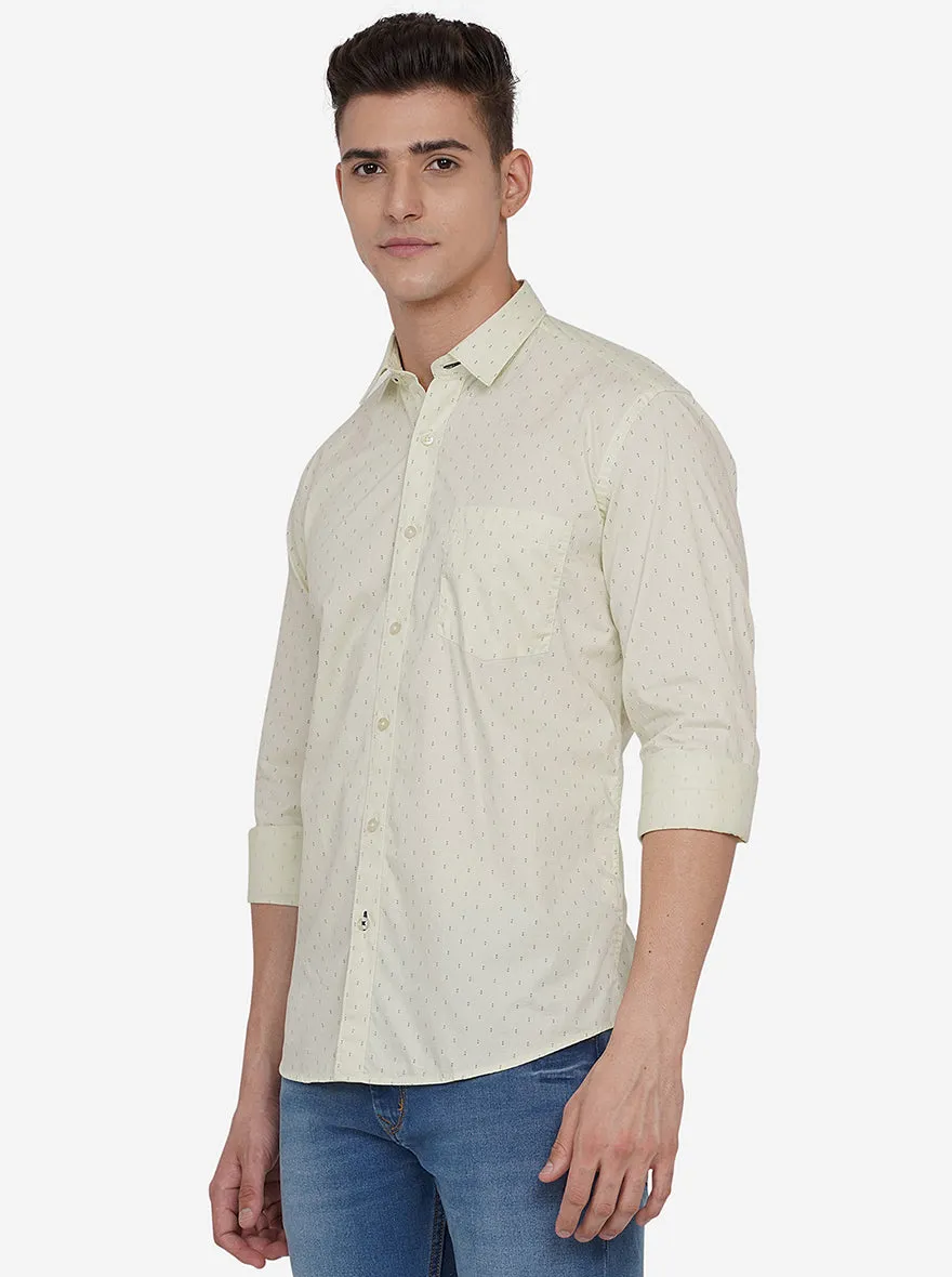 Lime Green Printed Slim Fit Casual Shirt | JadeBlue