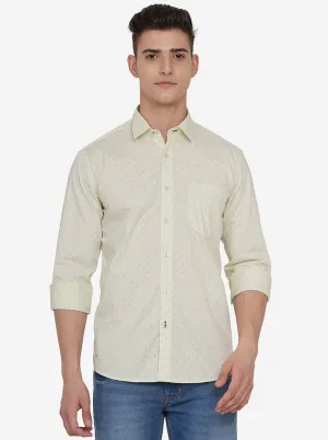 Lime Green Printed Slim Fit Casual Shirt | JadeBlue