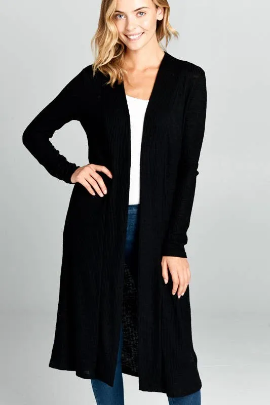 Long Sleeve Ribbed Sweater Cardigan