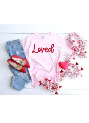 Loved Pink Valentine Everyday Tee by Fox & Owl