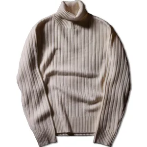 Men's Turtleneck Sweater Wool Knit Pullover - Vintage Style