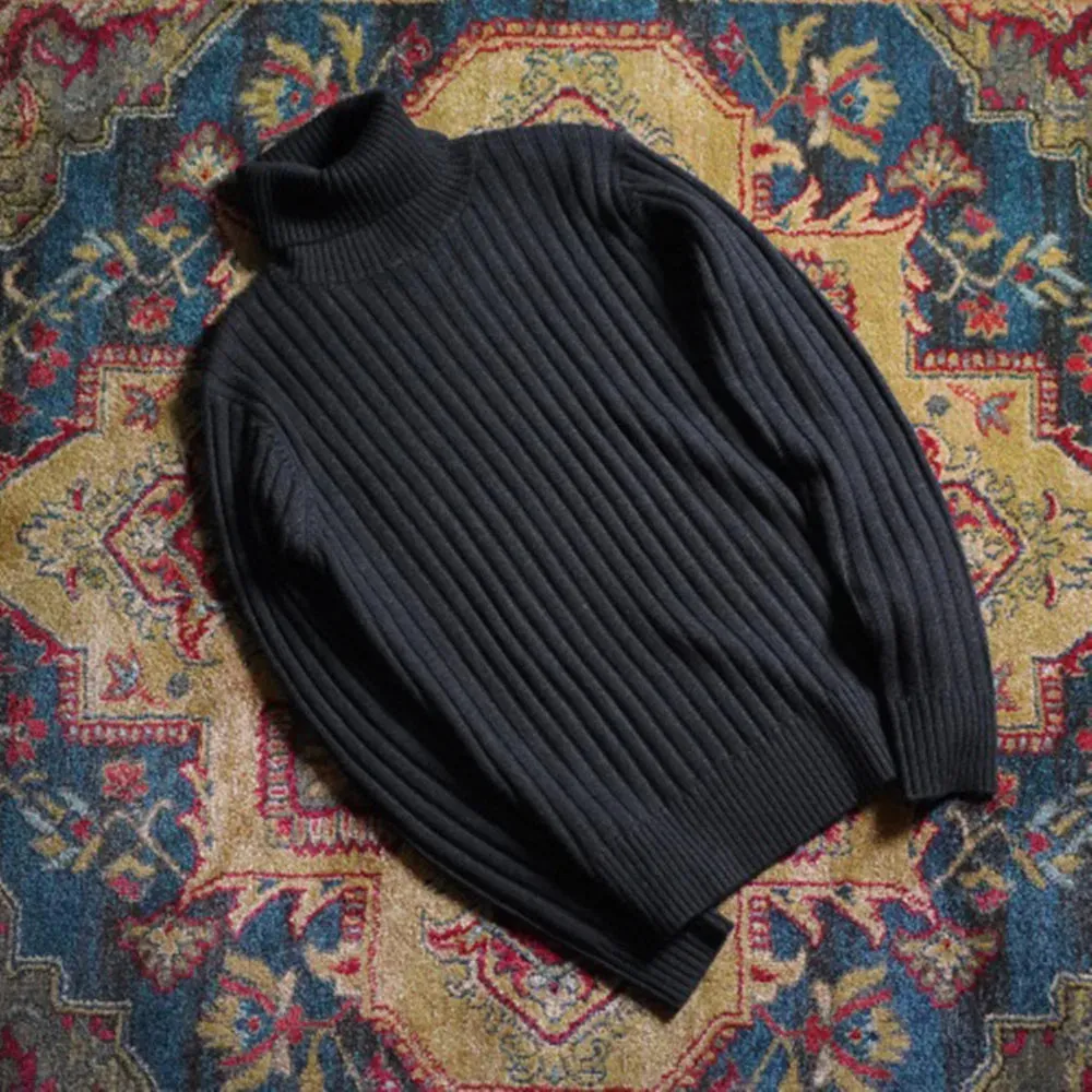 Men's Turtleneck Sweater Wool Knit Pullover - Vintage Style