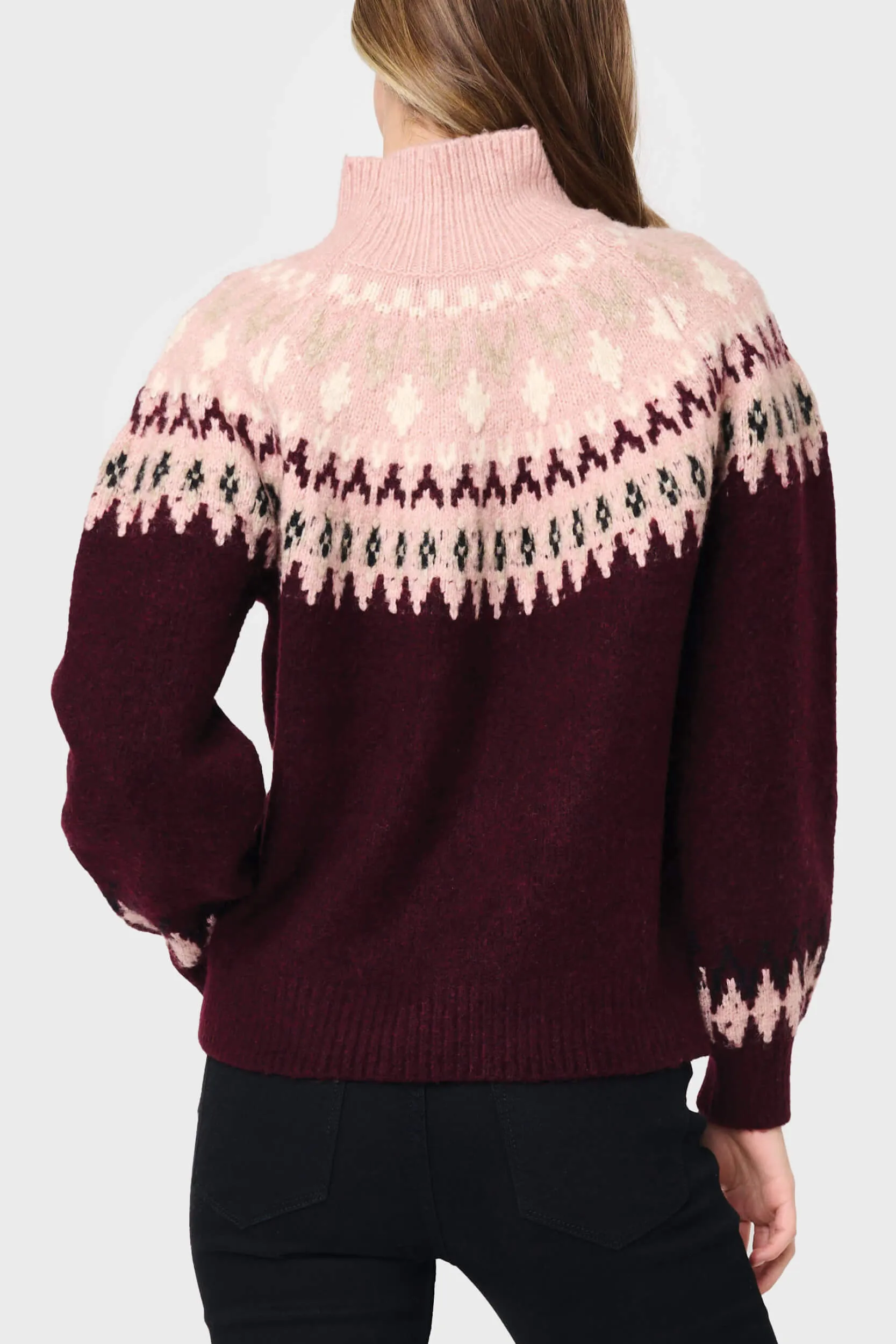 Mock Neck Fair Isle Sweater