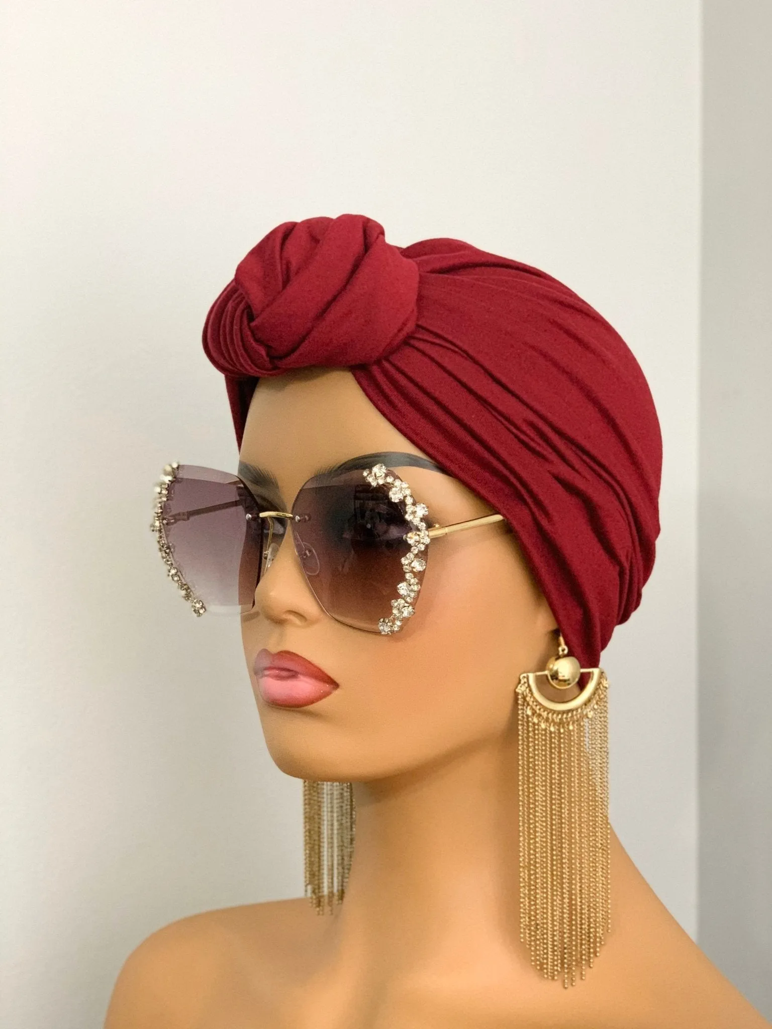 Noli Burgundy Pretied Knotted Turban