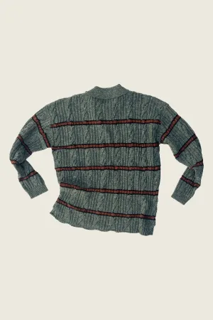 PHIPPS STRIPED CABLE KNIT POLO