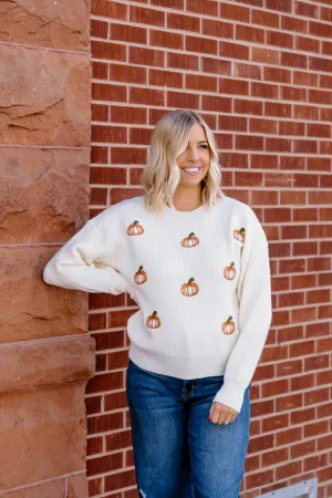 Pumpkin Knit Sweater | Cream