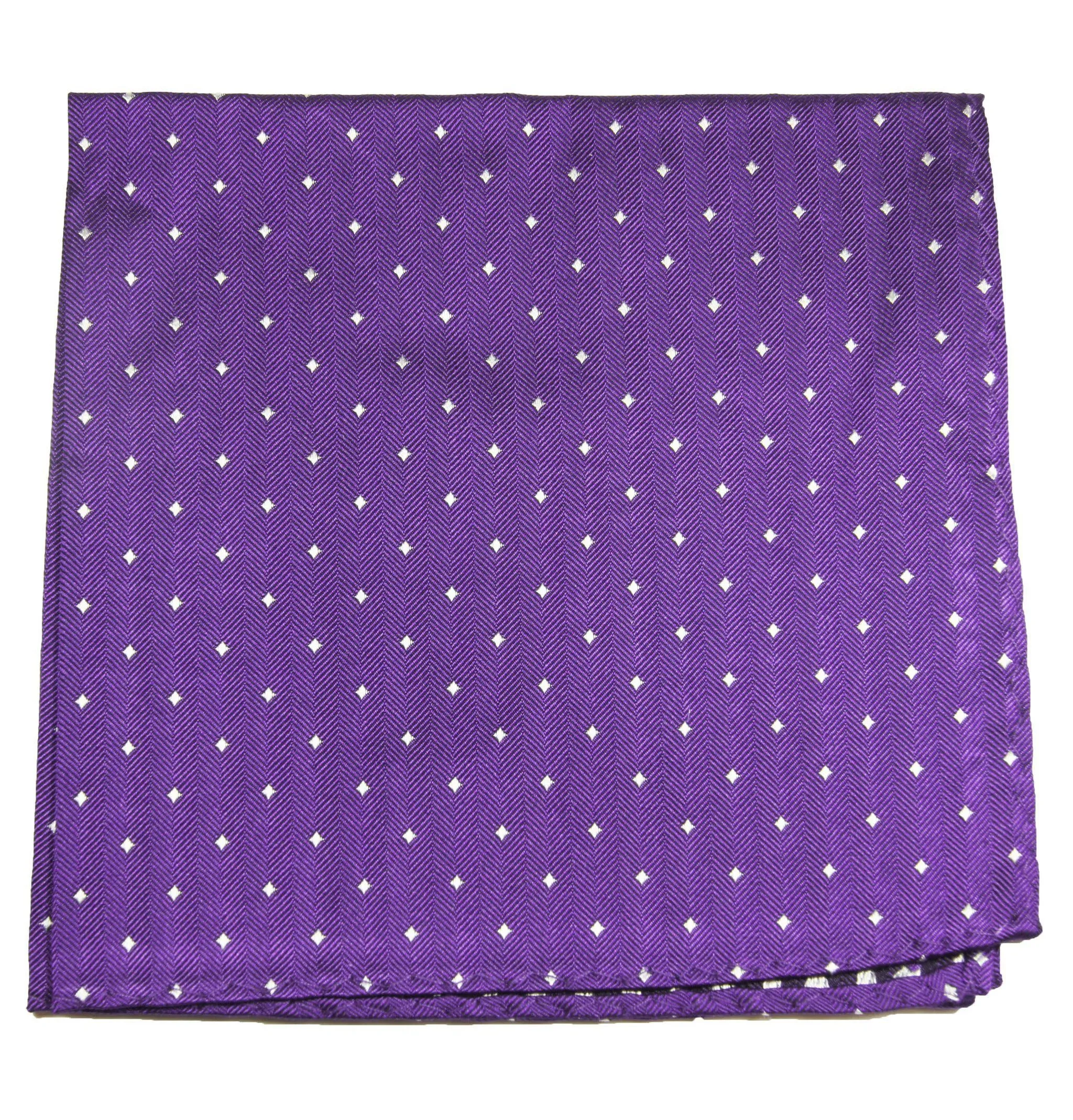 Purple Polka Dot Silk Pocket Square