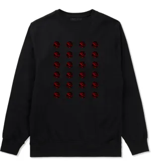 Red Rose Pattern Crewneck Sweatshirt