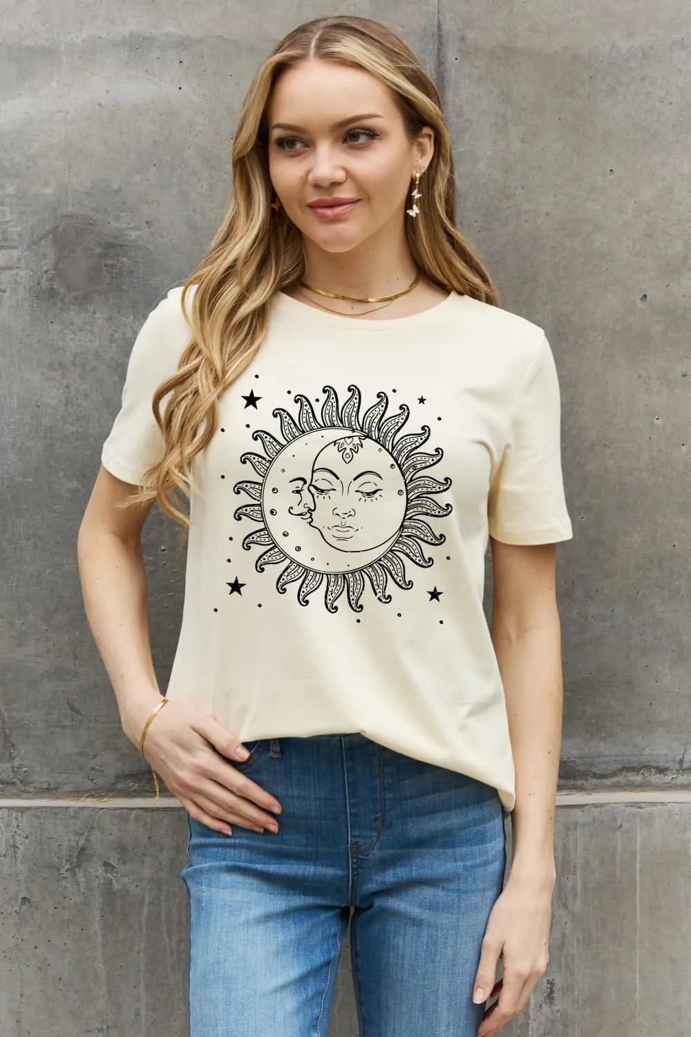 Simply Love Simply Love Sun and Star Graphic Cotton Tee