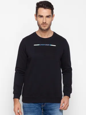 Spykar Black Cotton Sweatshirt For Men