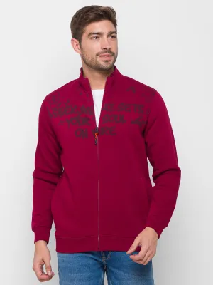 Spykar Purple Cotton Regular Fit Sweatshirt For Men