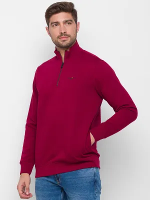 Spykar Purple Cotton Slim Fit Sweatshirt For Men