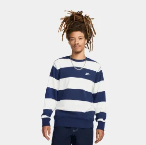 Striped Heavyweight French Terry Mens Crew (Navy/White)