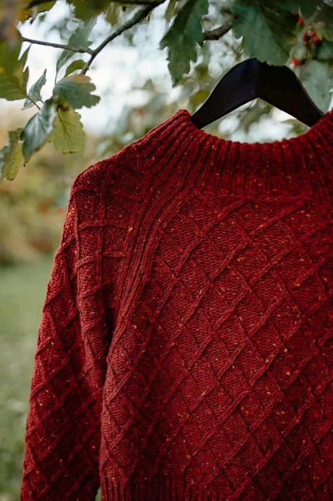 The Blisco Donegal Aran Sweater in Brick Red