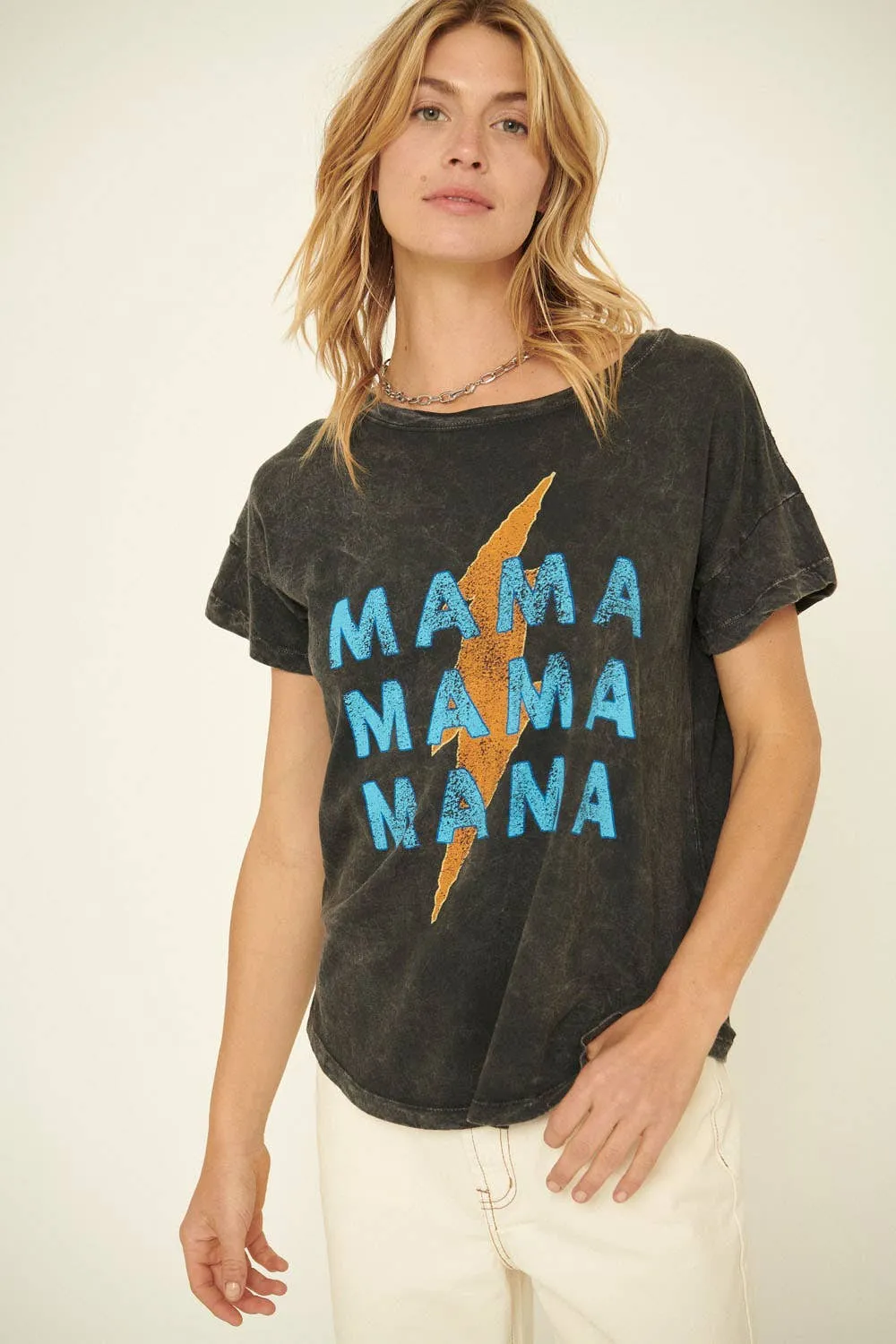 Thunder Mama Mineral Washed Vintage Graphic Tee