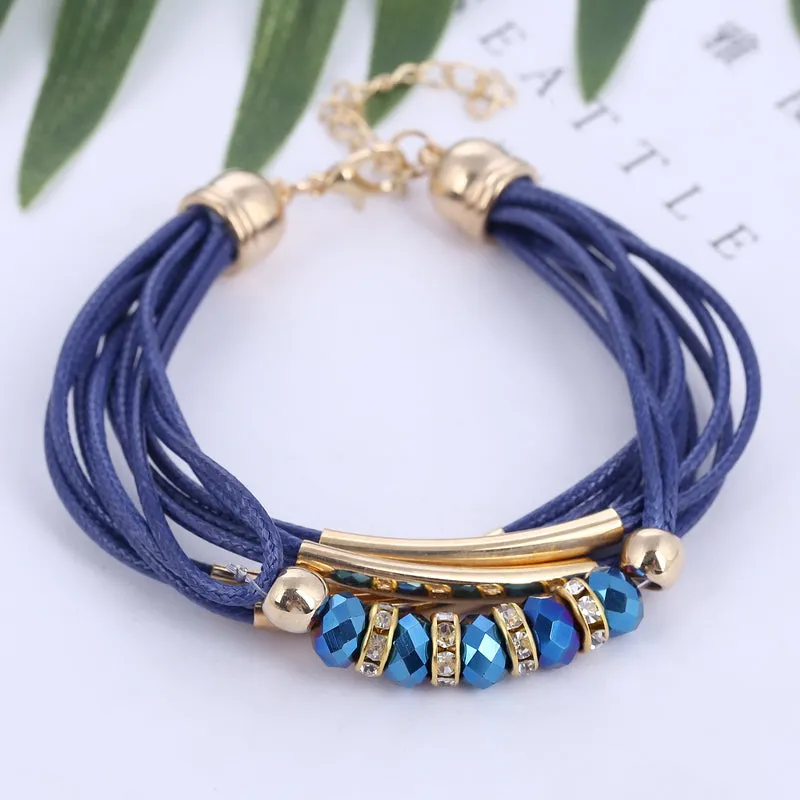 Trendy Girls Luxury Leather Beaded Bracelet