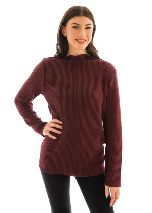 Trisha Tyler 11561 Rib Funnel Neck Sweater