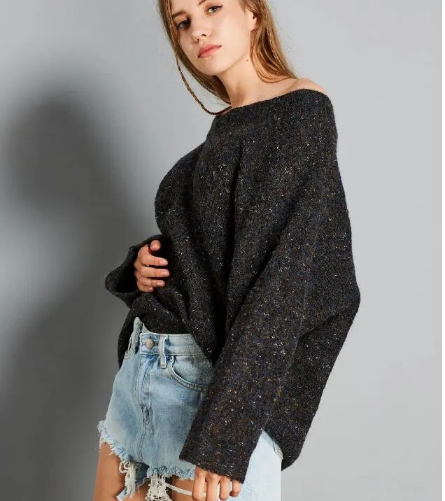 V Neck Short loose Women Winter Autumn Tops Woolen Knit Sweater