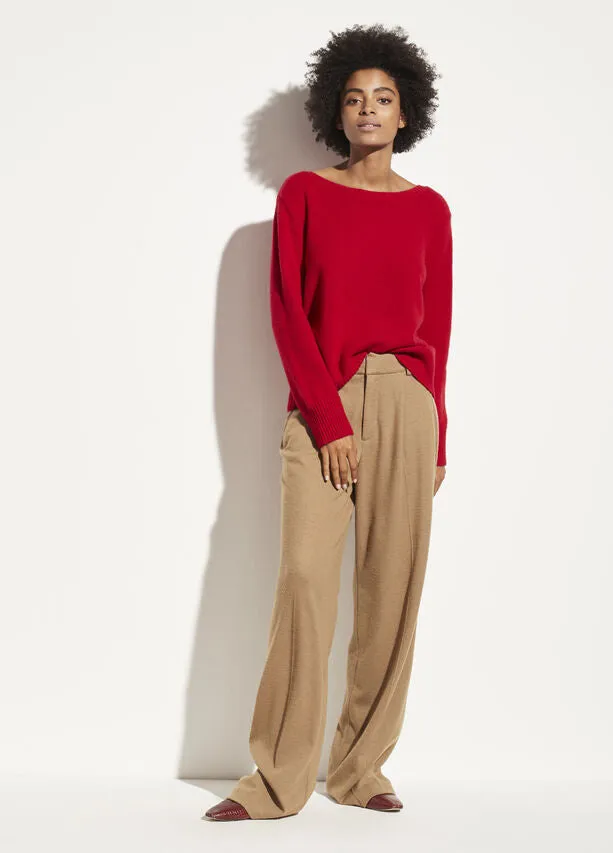 Vince - Boatneck Pullover Sweater in Cherry Rust